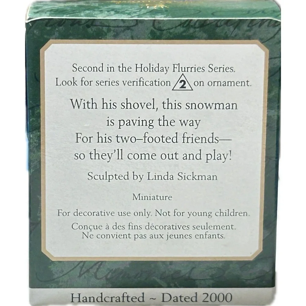 Hallmark HOLIDAY FLURRIES Mini‎ Keepsake Ornament Series #2 2000 Snowman